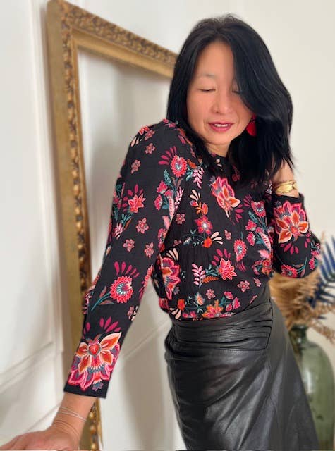 Slub Viscose Fabric – Kalya Indian Floral Black – My Dress Made