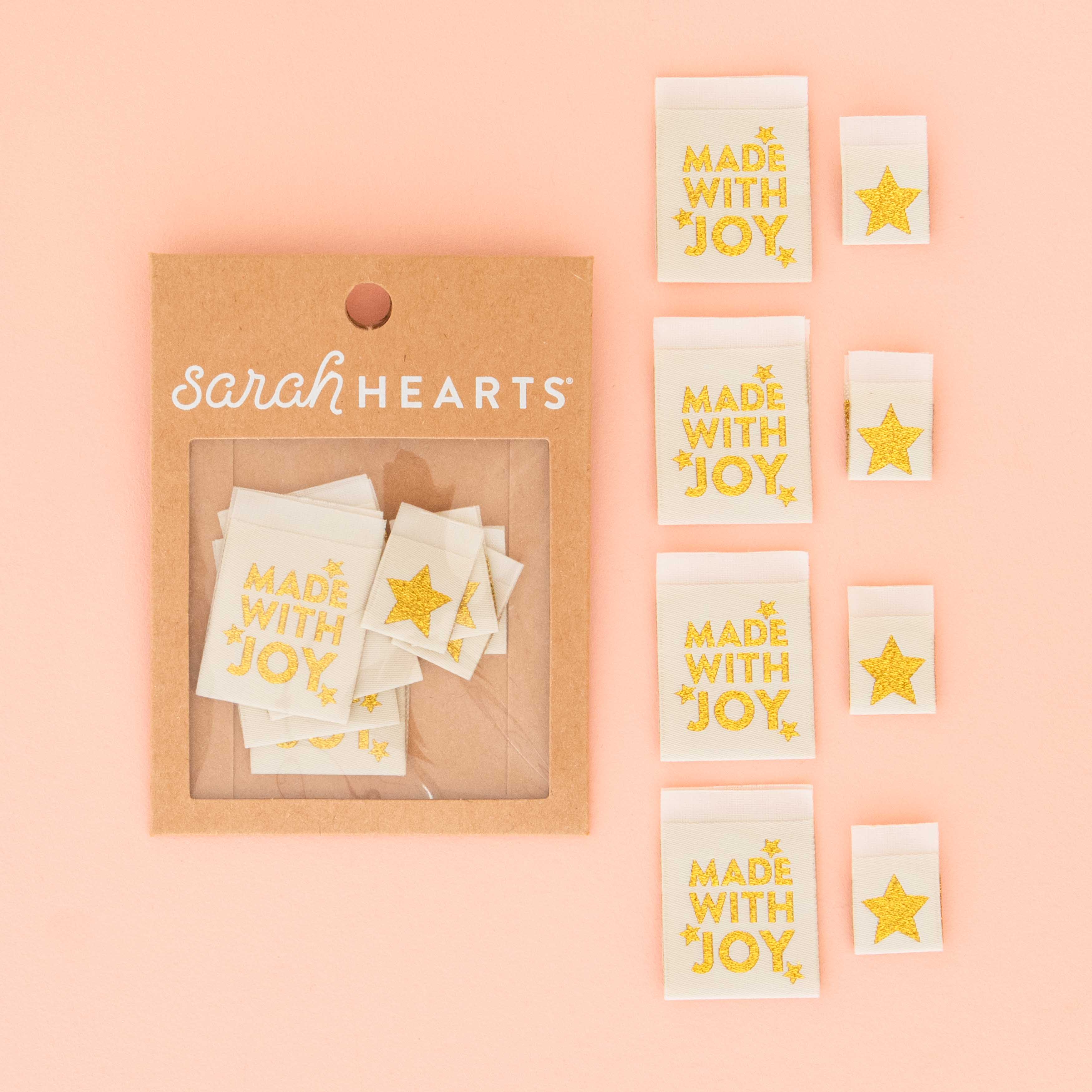 Sarah Hearts - Made with Joy Star - Christmas Tags Sewing Woven Labels