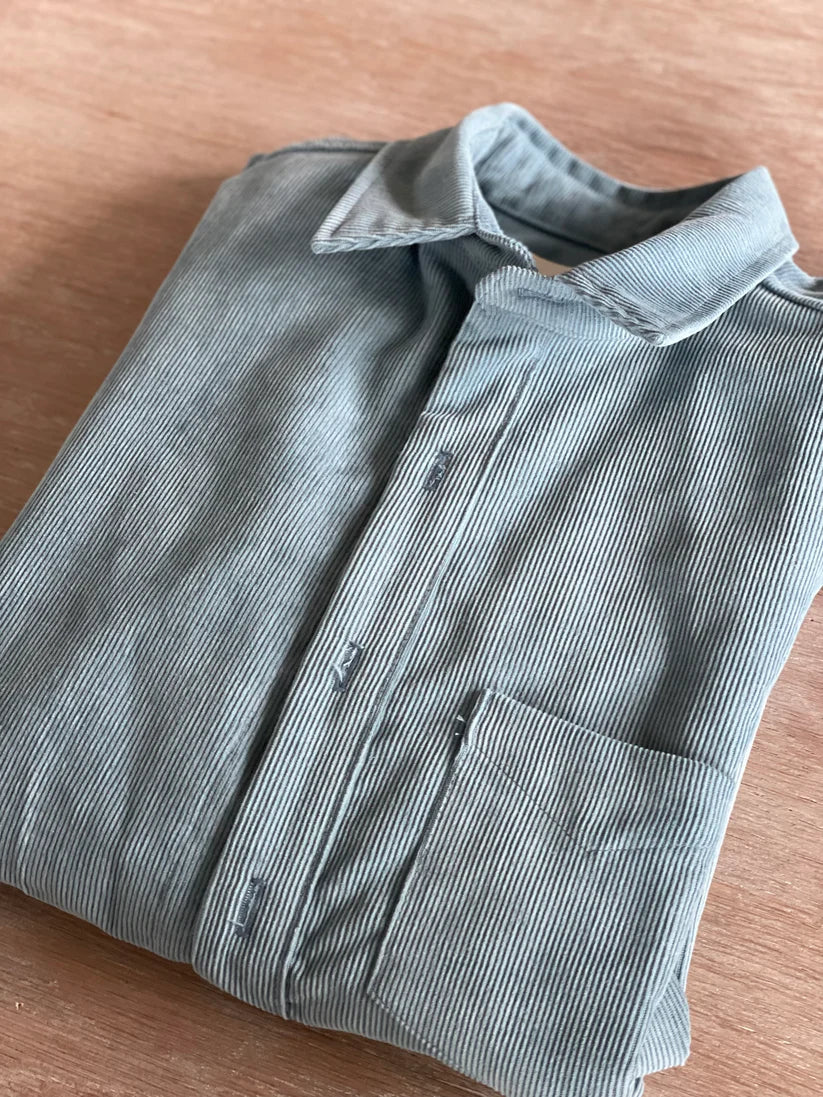 Fine Velvet Corduroy Fabric – Shadow Blue – Atelier 27