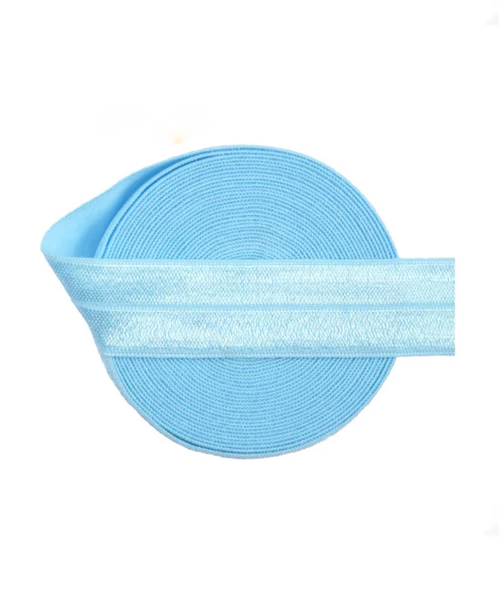 Baby blue fold over elastic, baby blue girl elastic band   : By yard