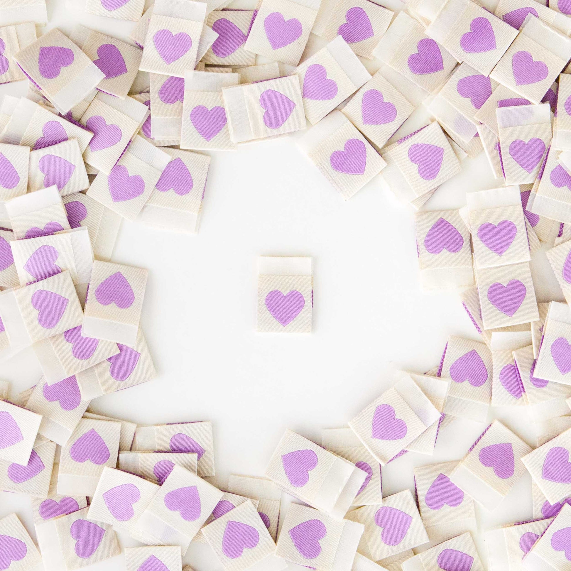 Sarah Hearts - Purple Heart Woven Labels - Sewing Woven Clothing Label Tags