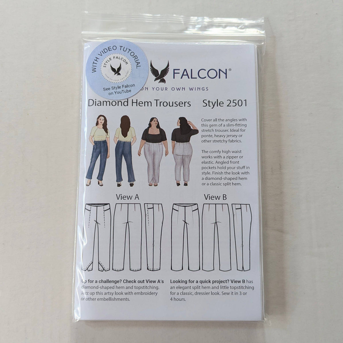 Style Falcon Diamond Hem Trousers Sewing Pattern
