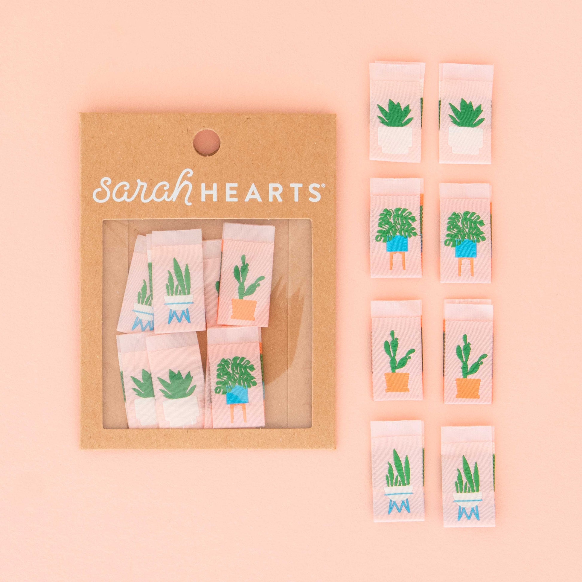 Sarah Hearts - Houseplants - Multipack Woven Sewing Labels