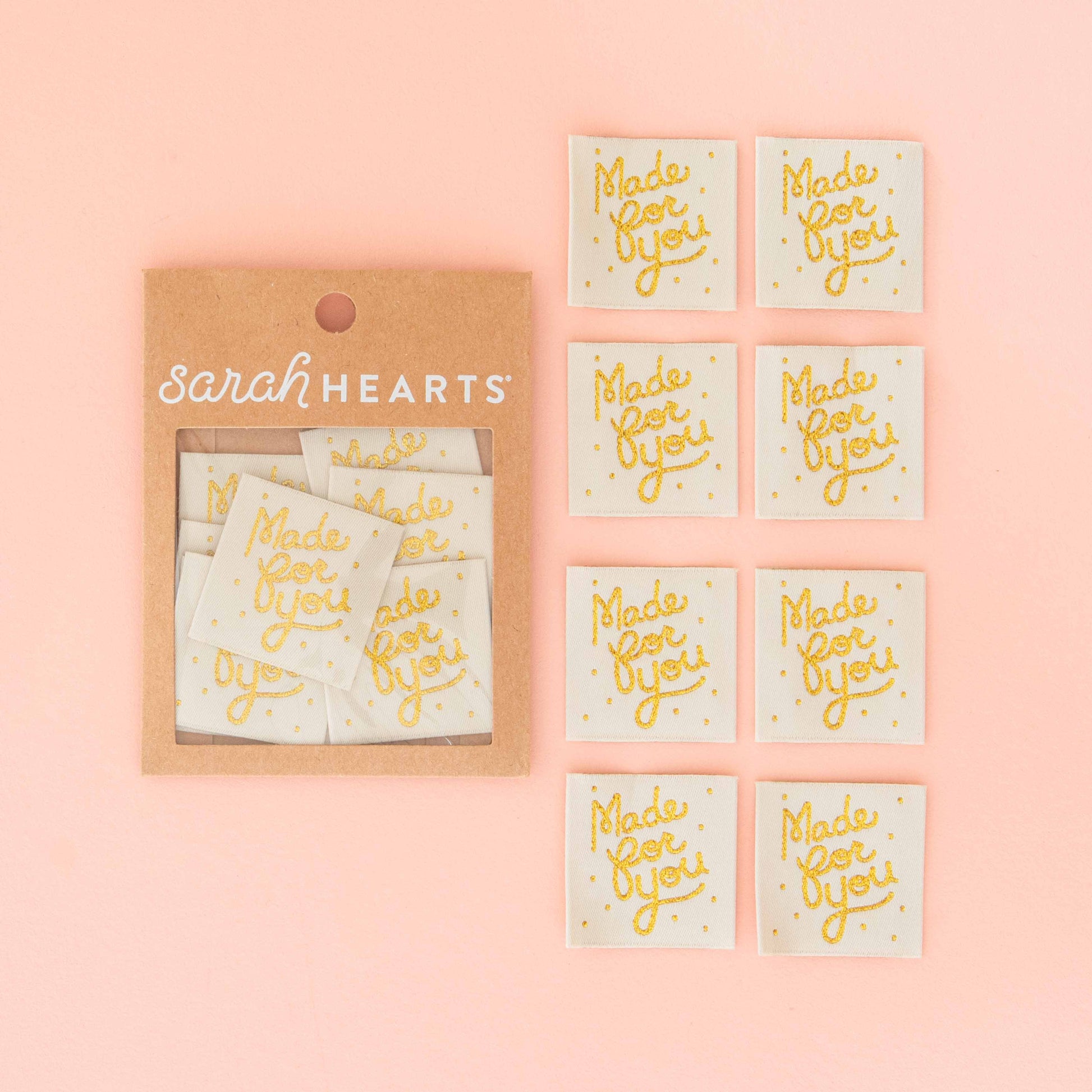Sarah Hearts - Made for You - Christmas Sewing Gift Tag Woven Labels
