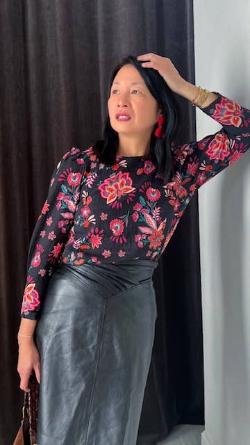 Slub Viscose Fabric – Kalya Indian Floral Black – My Dress Made