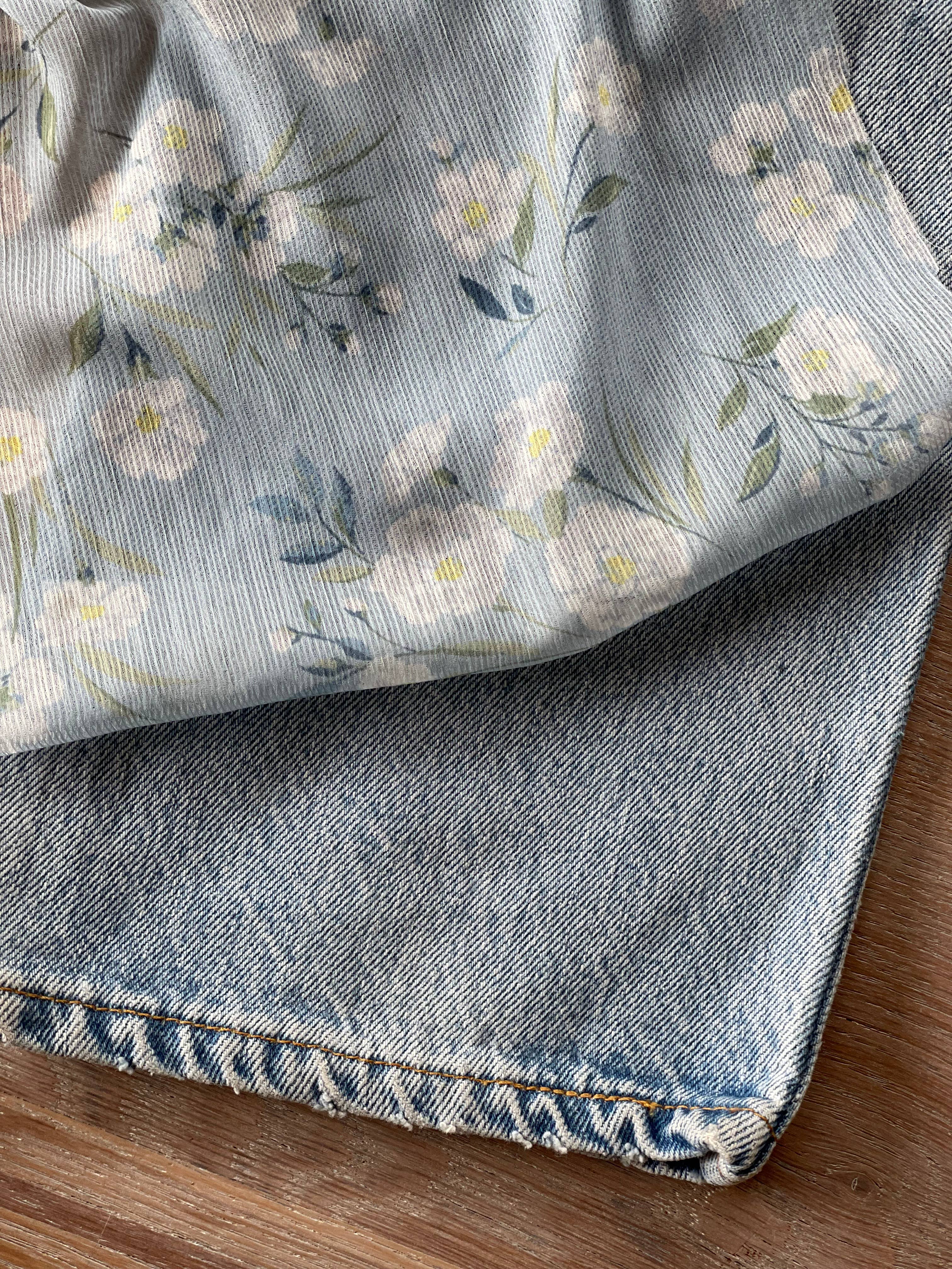 Polyester Elastane Mousseline Fabric – Appolline Print in Glacier Blue– Atelier 27