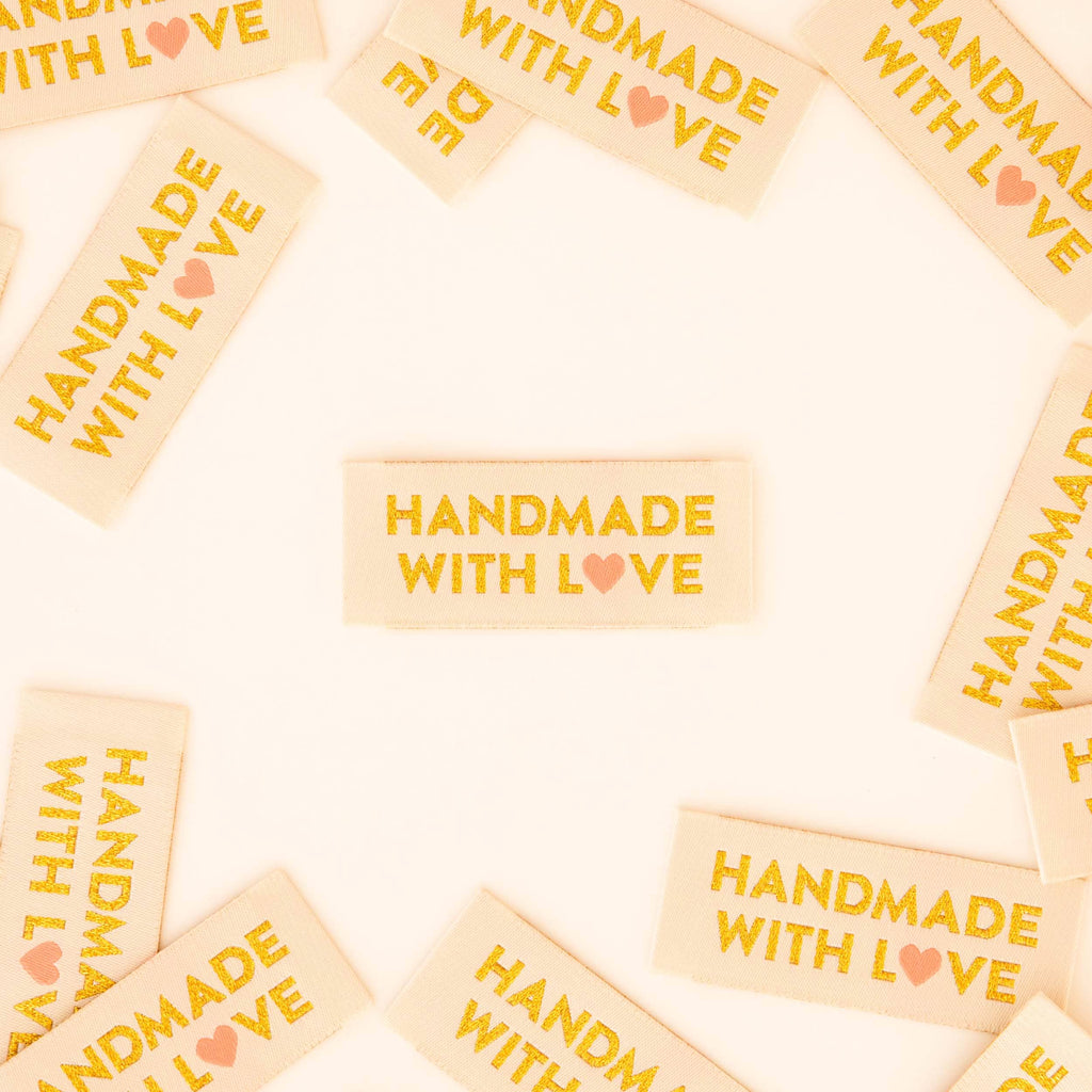 Sarah Hearts - Handmade with Love Gold Sewing Woven Labels