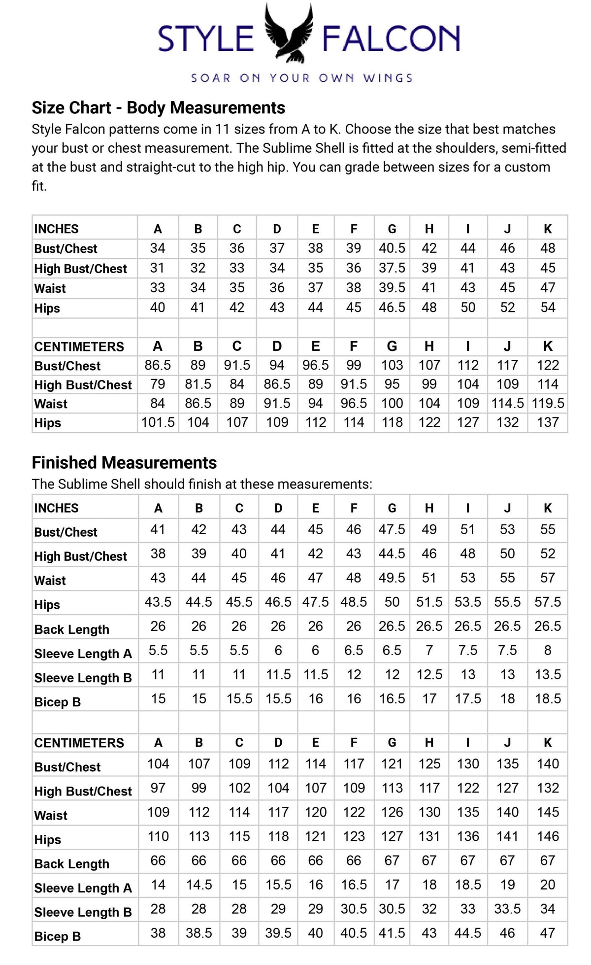 Style Falcon Sublime Shell Sewing Pattern