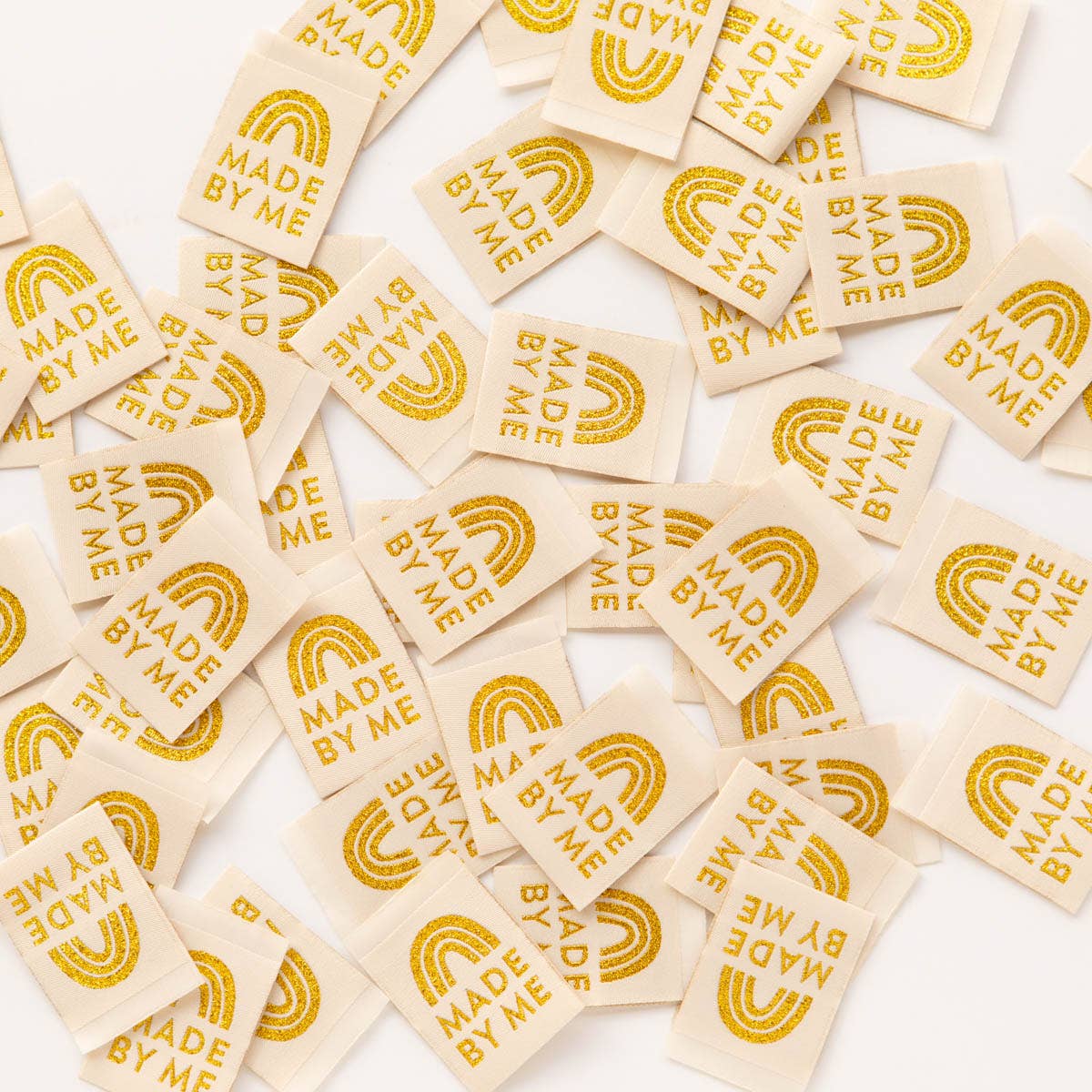 Sarah Hearts - Made by Me - Gold Sewing Woven Clothing Label Tags