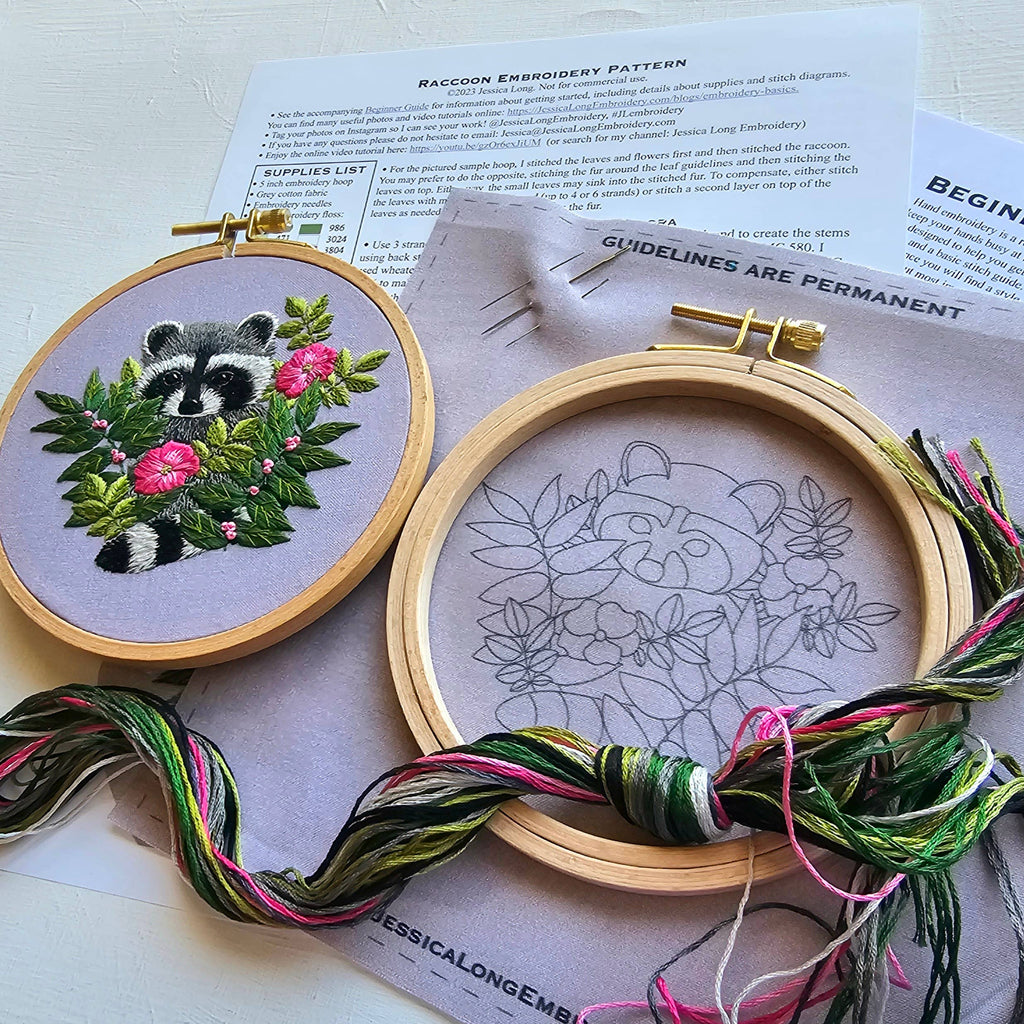 Jessica Long - Raccoon hand embroidery kit