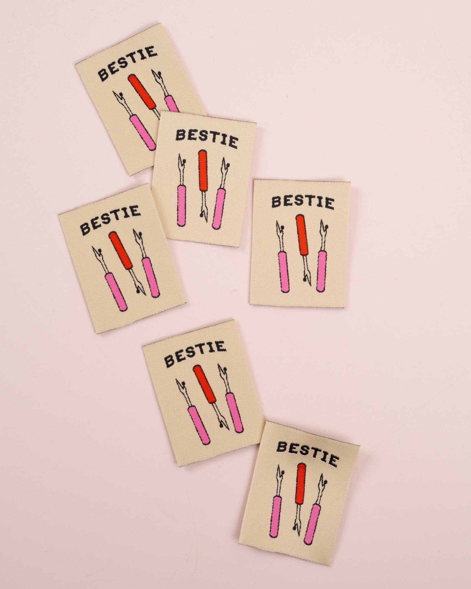 Bestie Seam Ripper woven garment labels, set of 6, Matchy Matchy Sewing Club