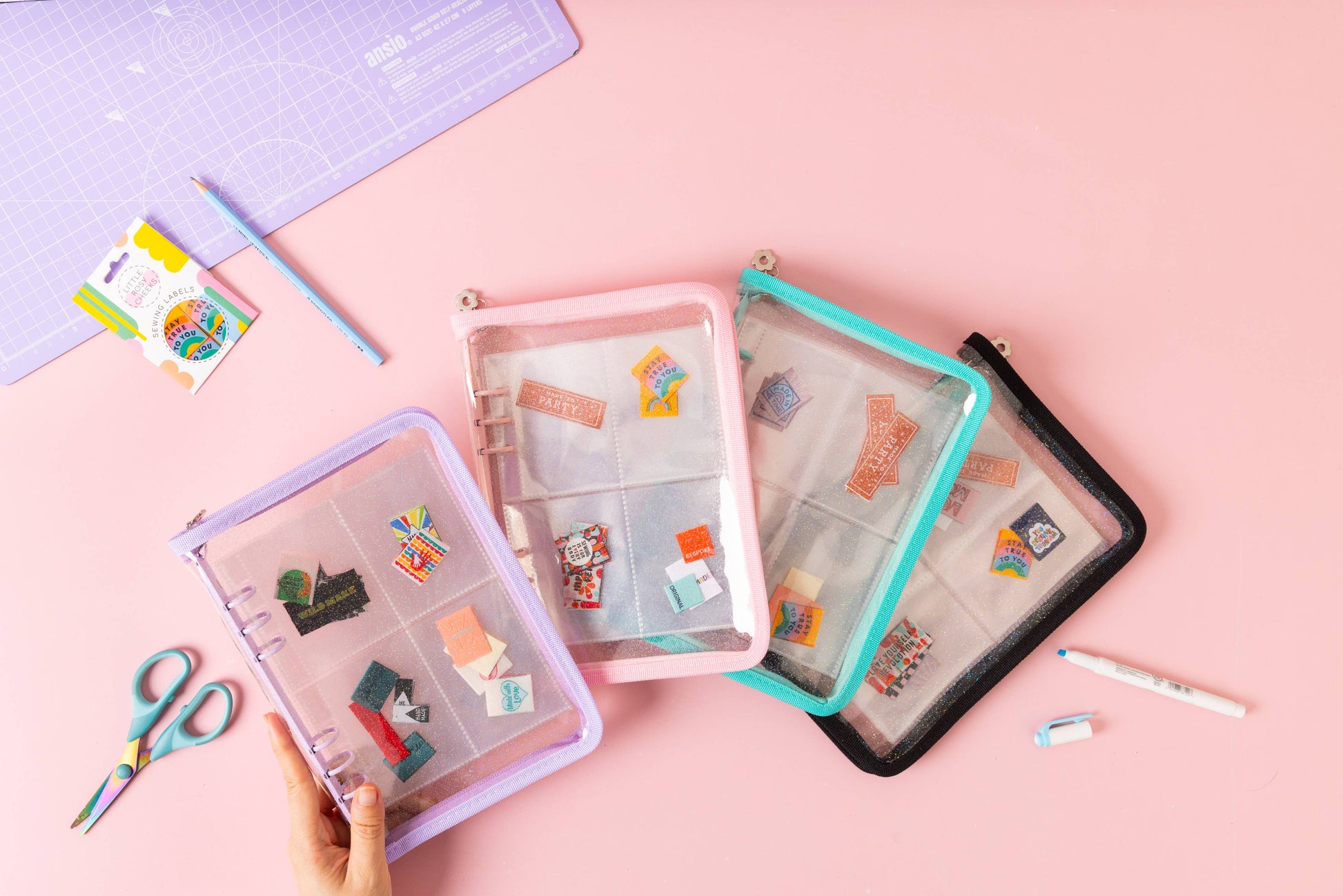 LABEL STASH FOLDER - PINK - Sewing Label Storage