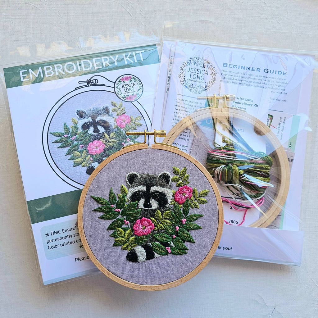 Jessica Long - Raccoon hand embroidery kit