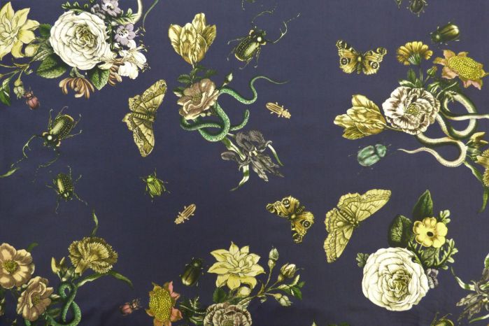 Cotton Lawn Fabric – Cobra Corsage Marine – Lady McElroy