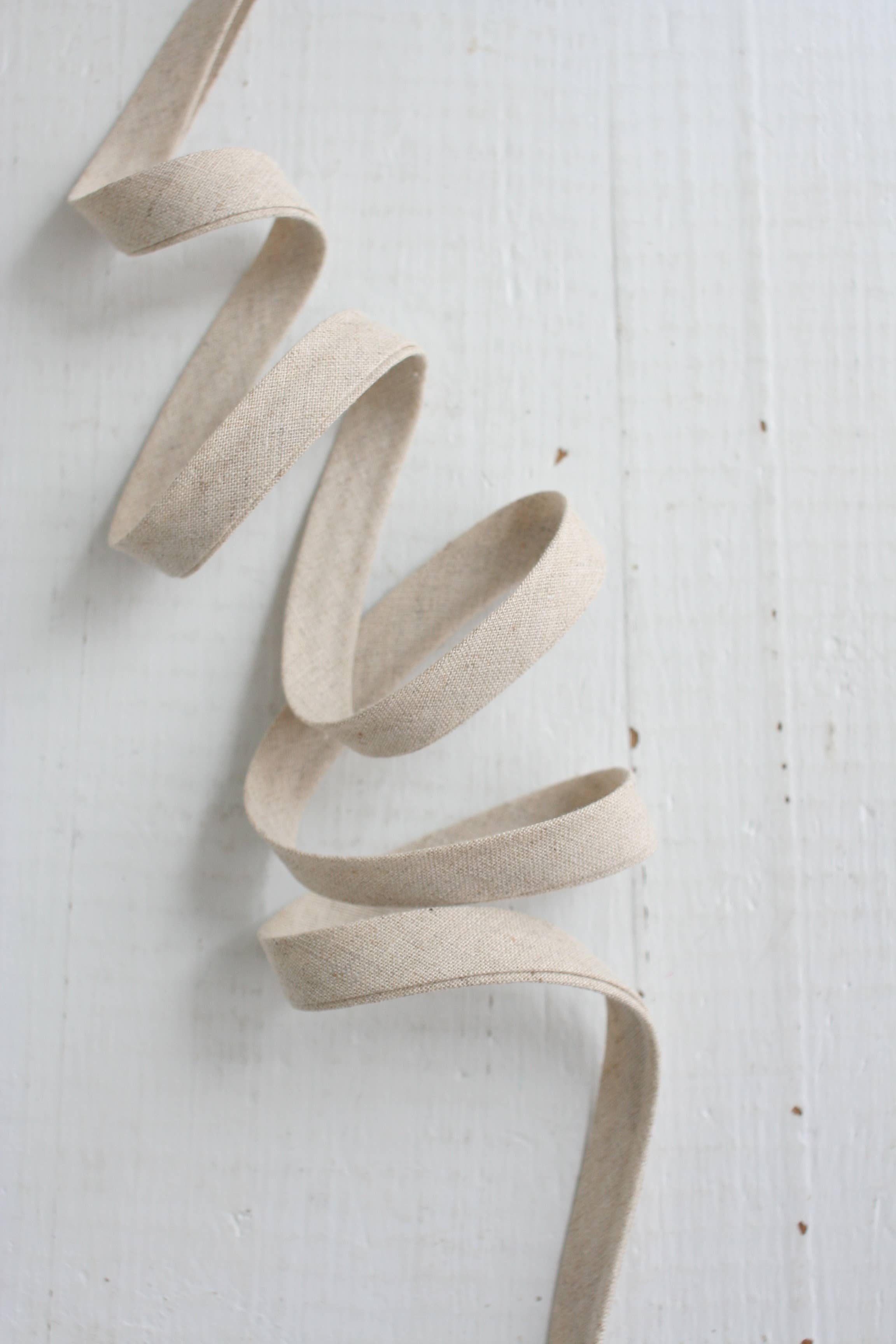 Natural Beige 1/2 inch double fold linen-cotton blend bias binding tape by Bessie Pearl Binding Co