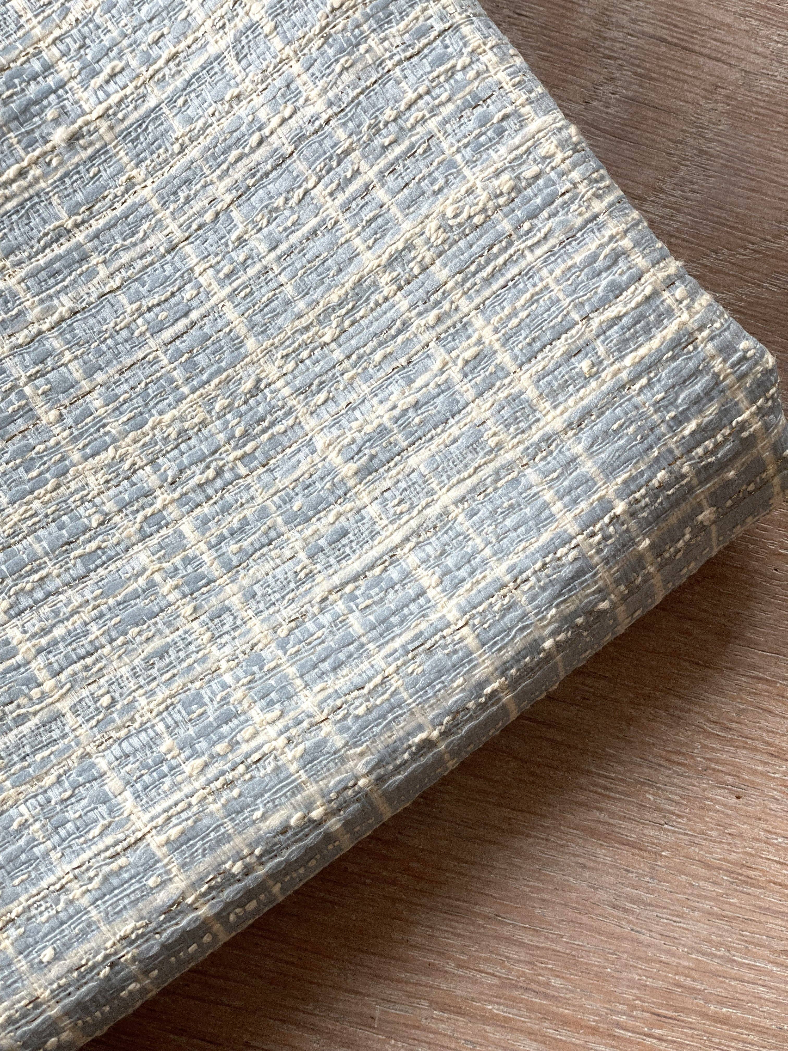 Atelier 27 Augustin print jacquard fabric in glacier blue, ivory and gold metallic