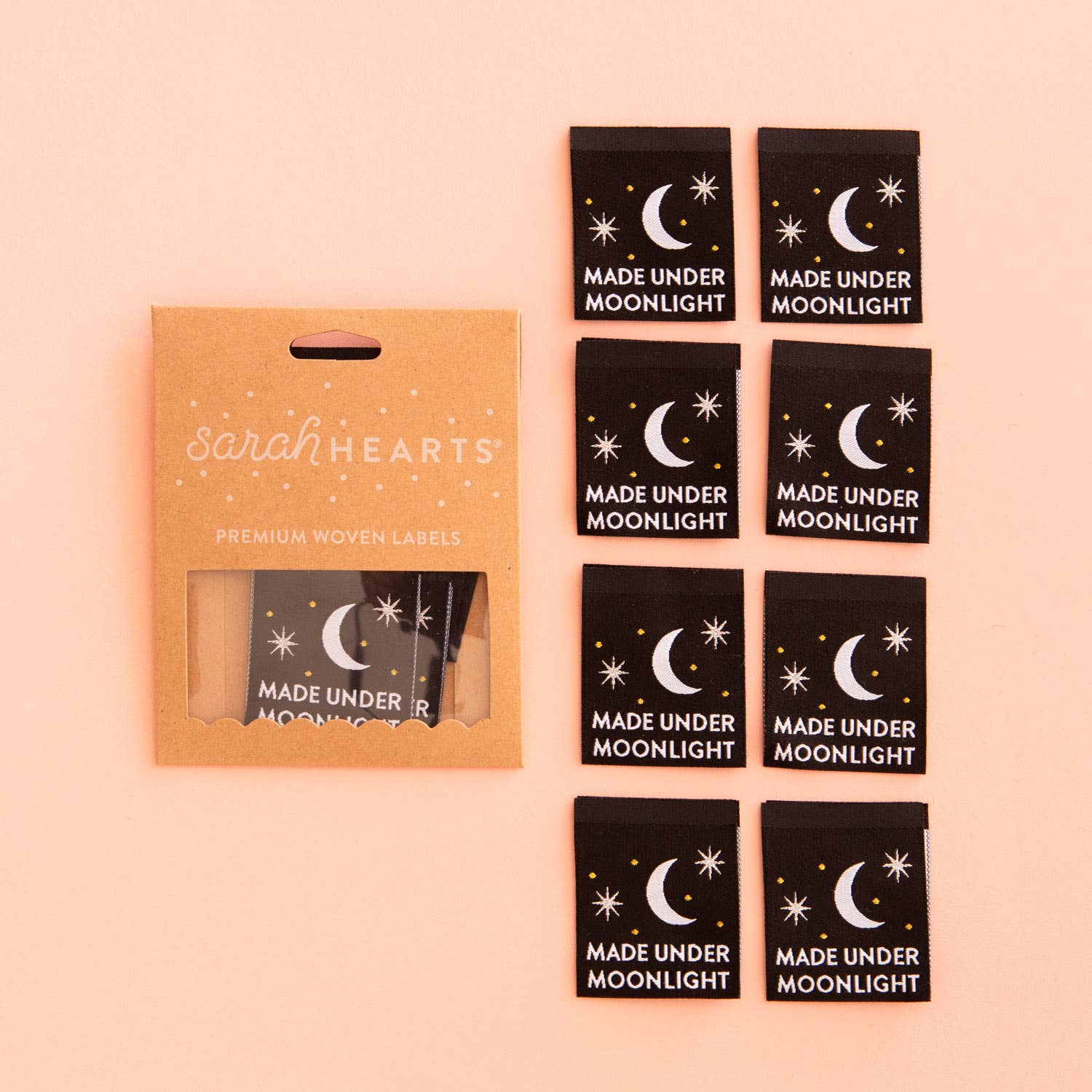Sarah Hearts - Made Under Moonlight - Sewing Woven Clothing Label Tags
