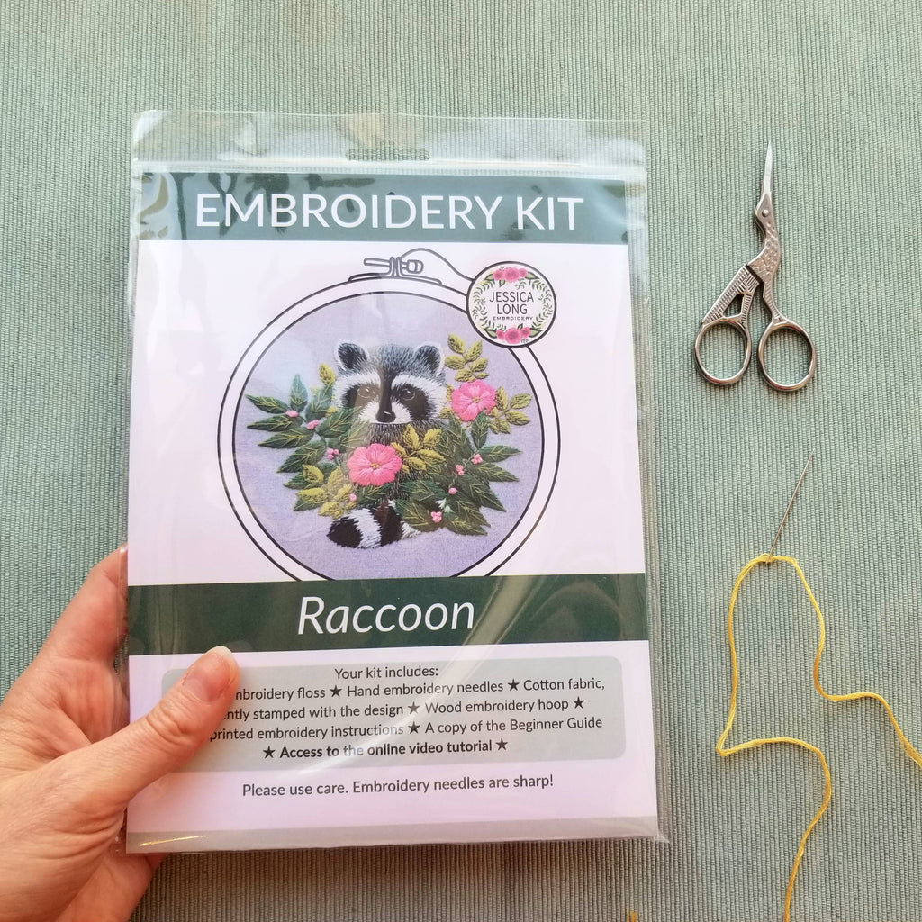 Jessica Long - Raccoon hand embroidery kit