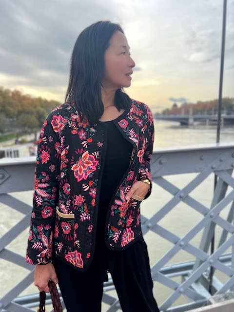 Slub Viscose Fabric – Kalya Indian Floral Black – My Dress Made