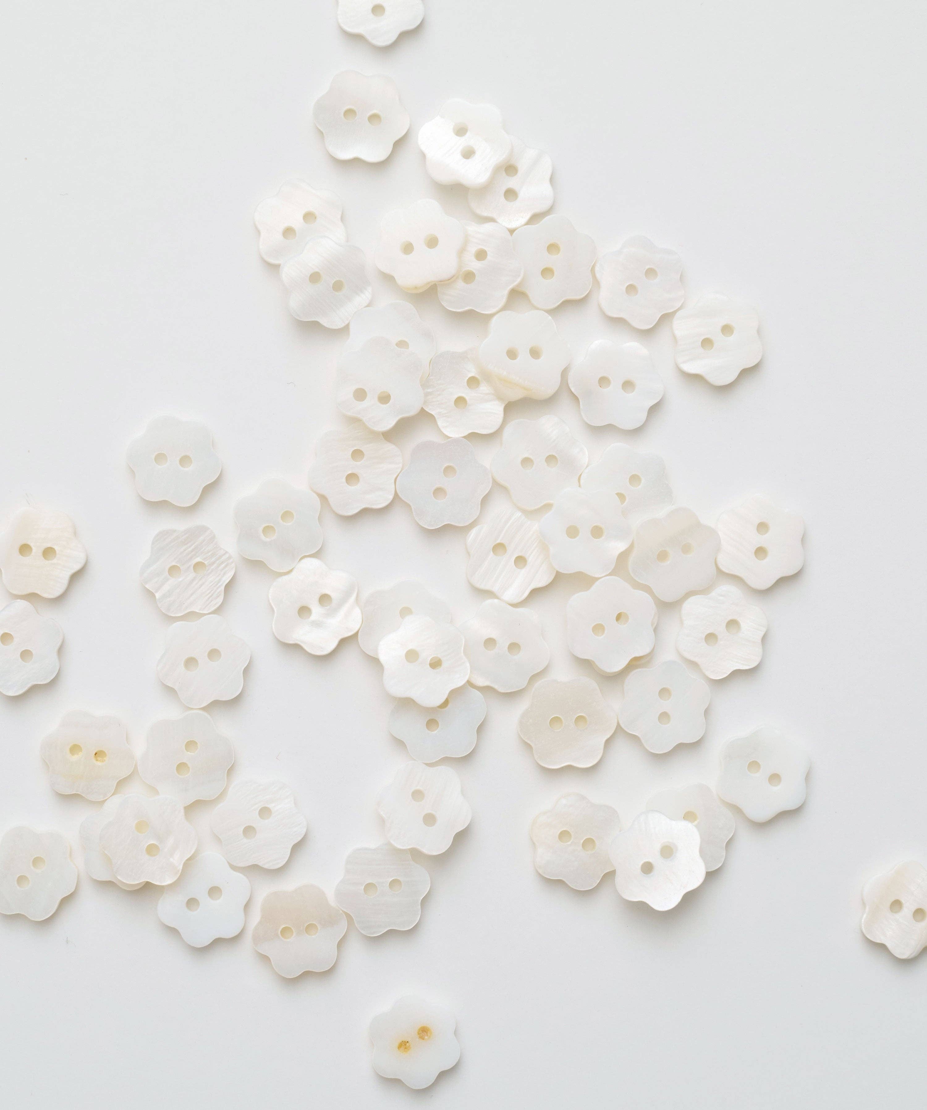 Flower shaped natural shell buttons 1/2 inch set of 12 by Matchy Matchy Sewing Club