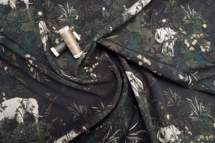 Viscose Lawn Fabric – Elephant Habitat Midnight – Lady McElroy