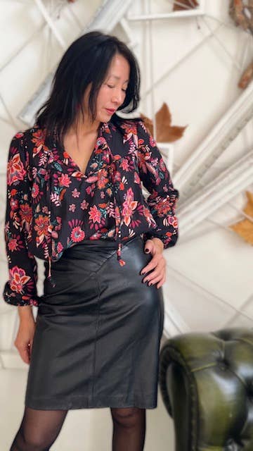 Slub Viscose Fabric – Kalya Indian Floral Black – My Dress Made