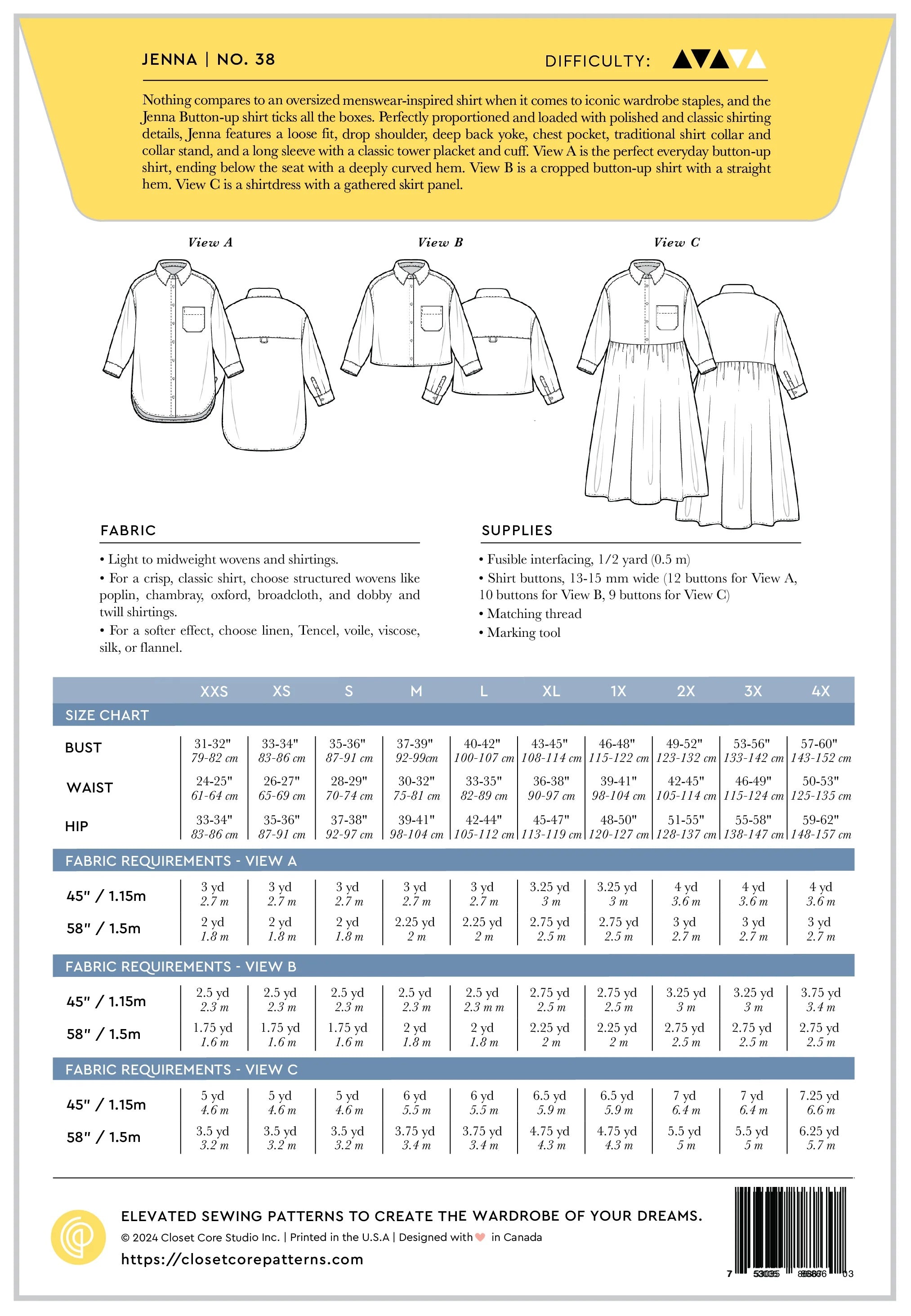 Closet Core - Jenna Button-up Shirt & Dress - Size XXS-4X