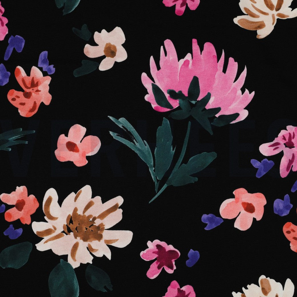 French Terry Fabric – Digital Colette Black – Nerida Hansen