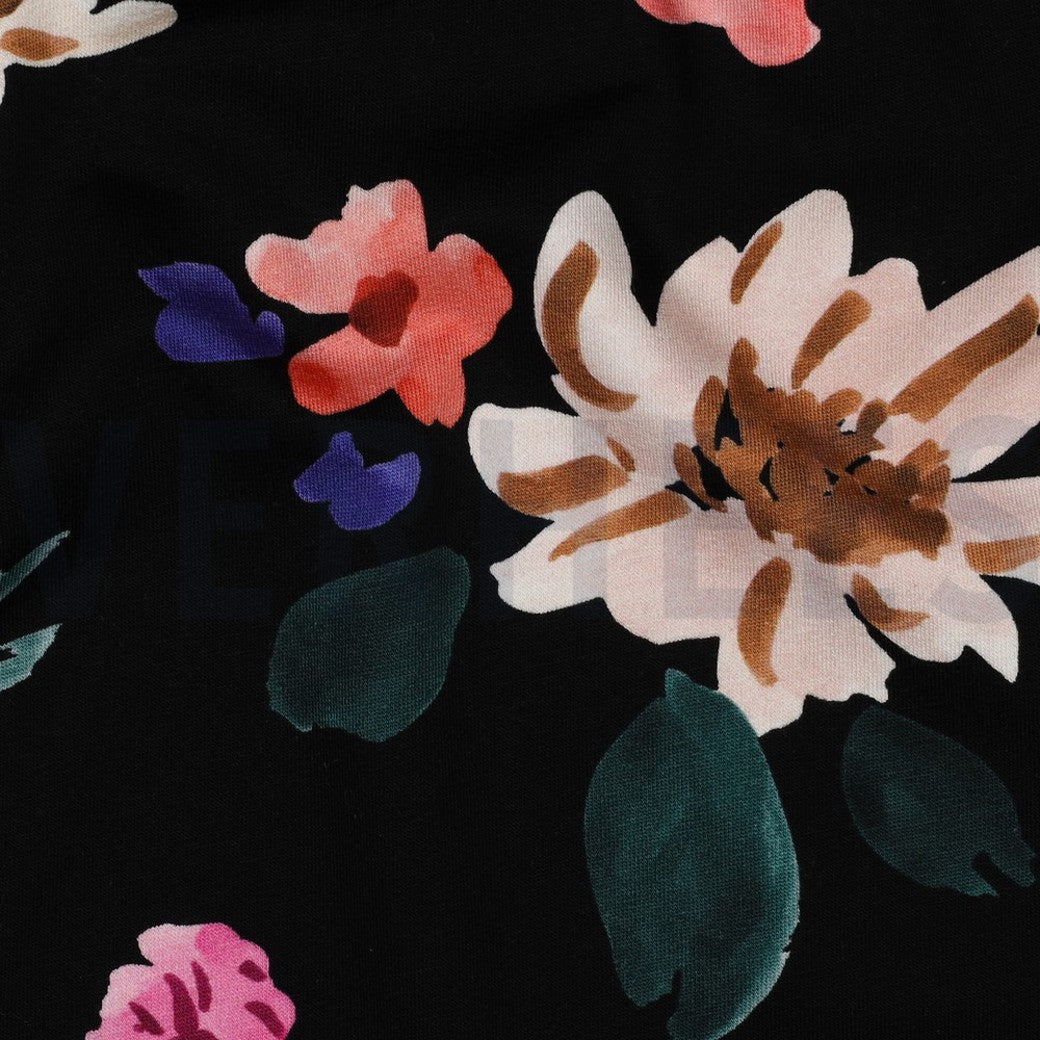 French Terry Fabric – Digital Colette Black – Nerida Hansen