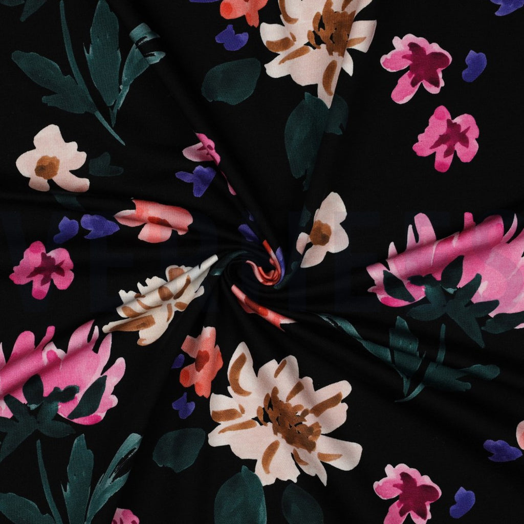 French Terry Fabric – Digital Colette Black – Nerida Hansen